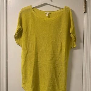 Eileen Fisher Organic Linen Knit Yellow Top